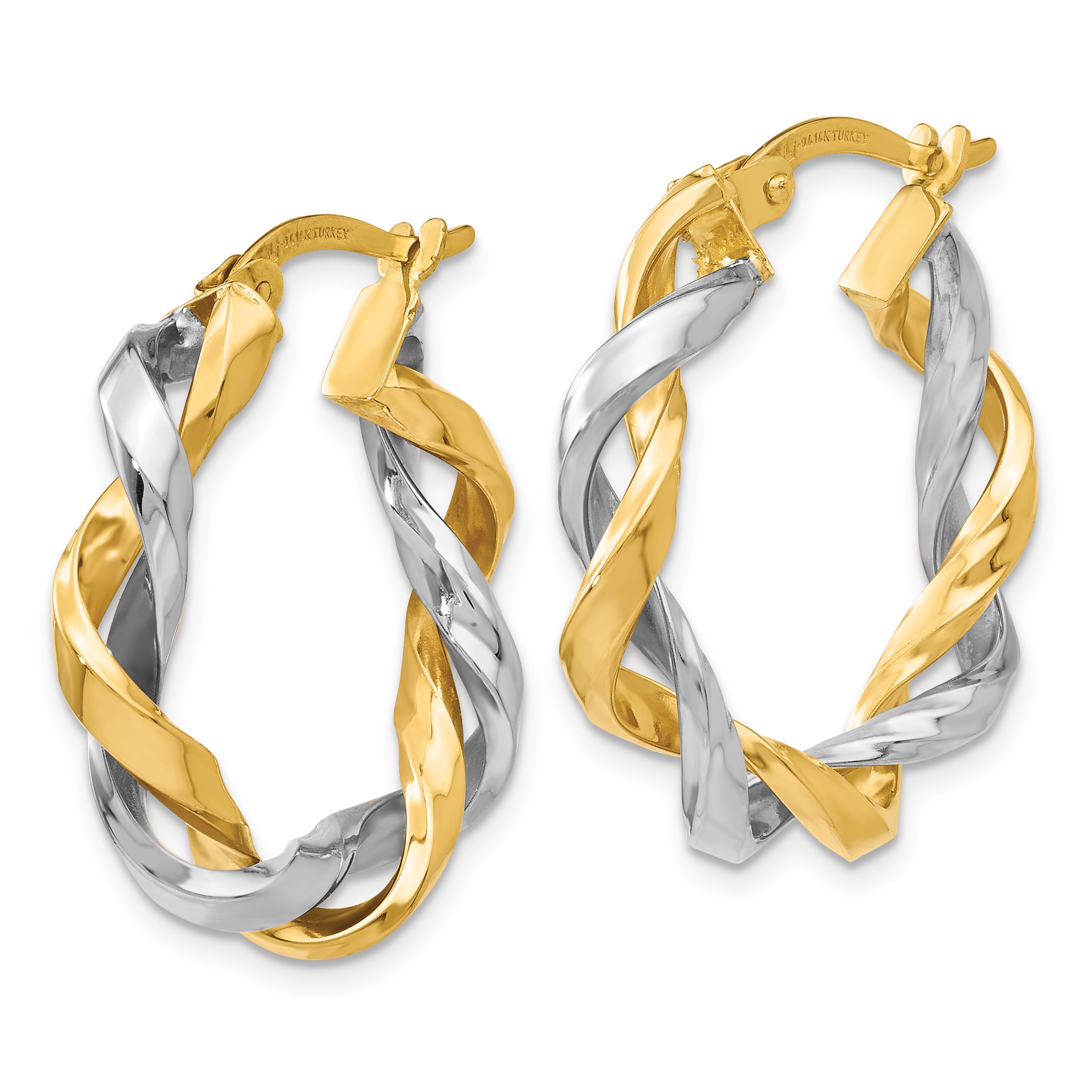 14K Two-tone Hoop Earrings Secondary image