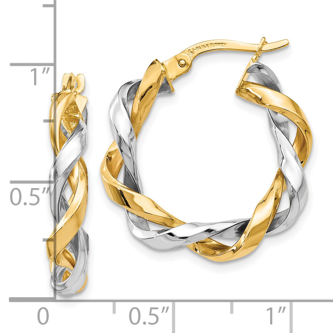 14K Two-tone Hoop Earrings