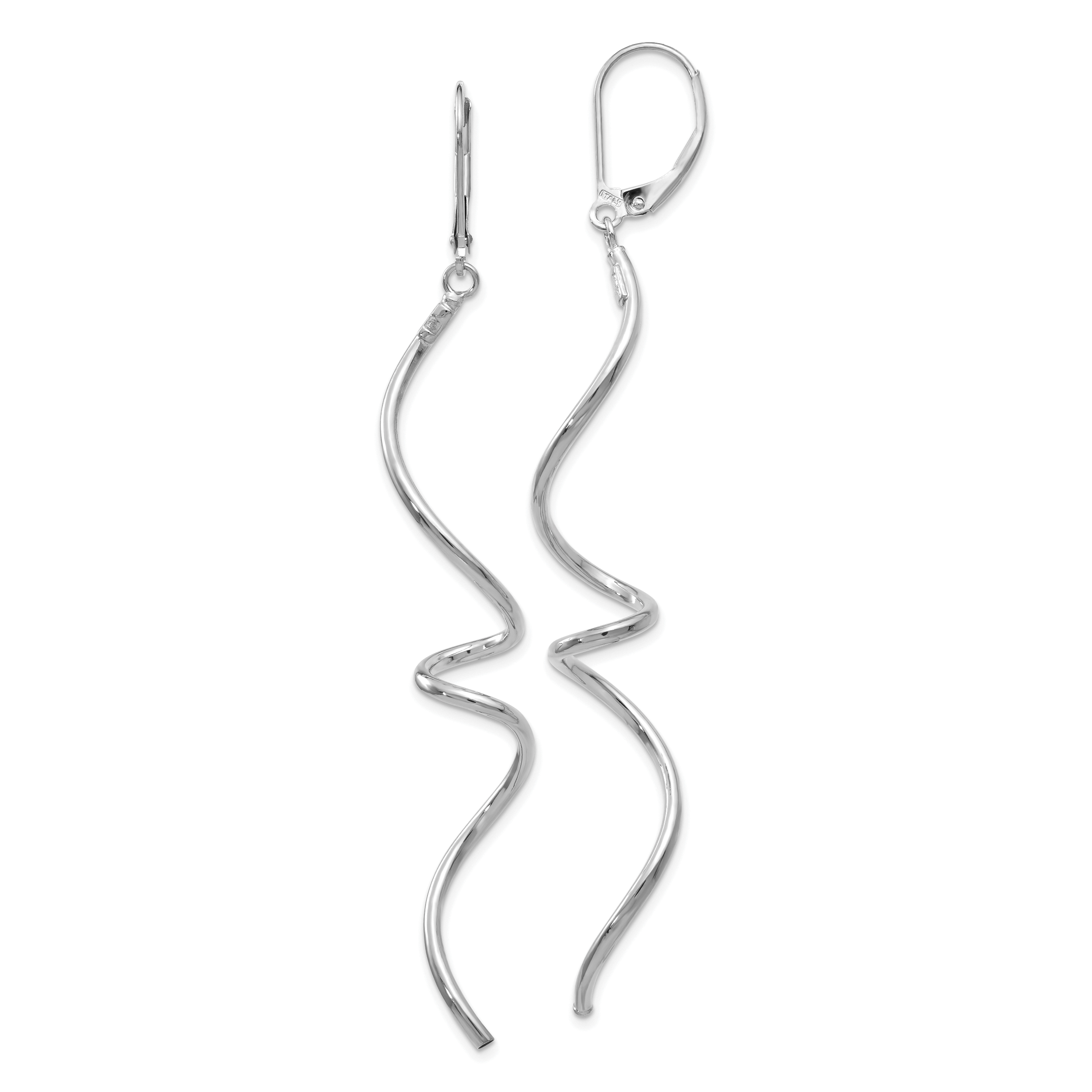 14K White Gold Twisted Leverback Earrings Main image