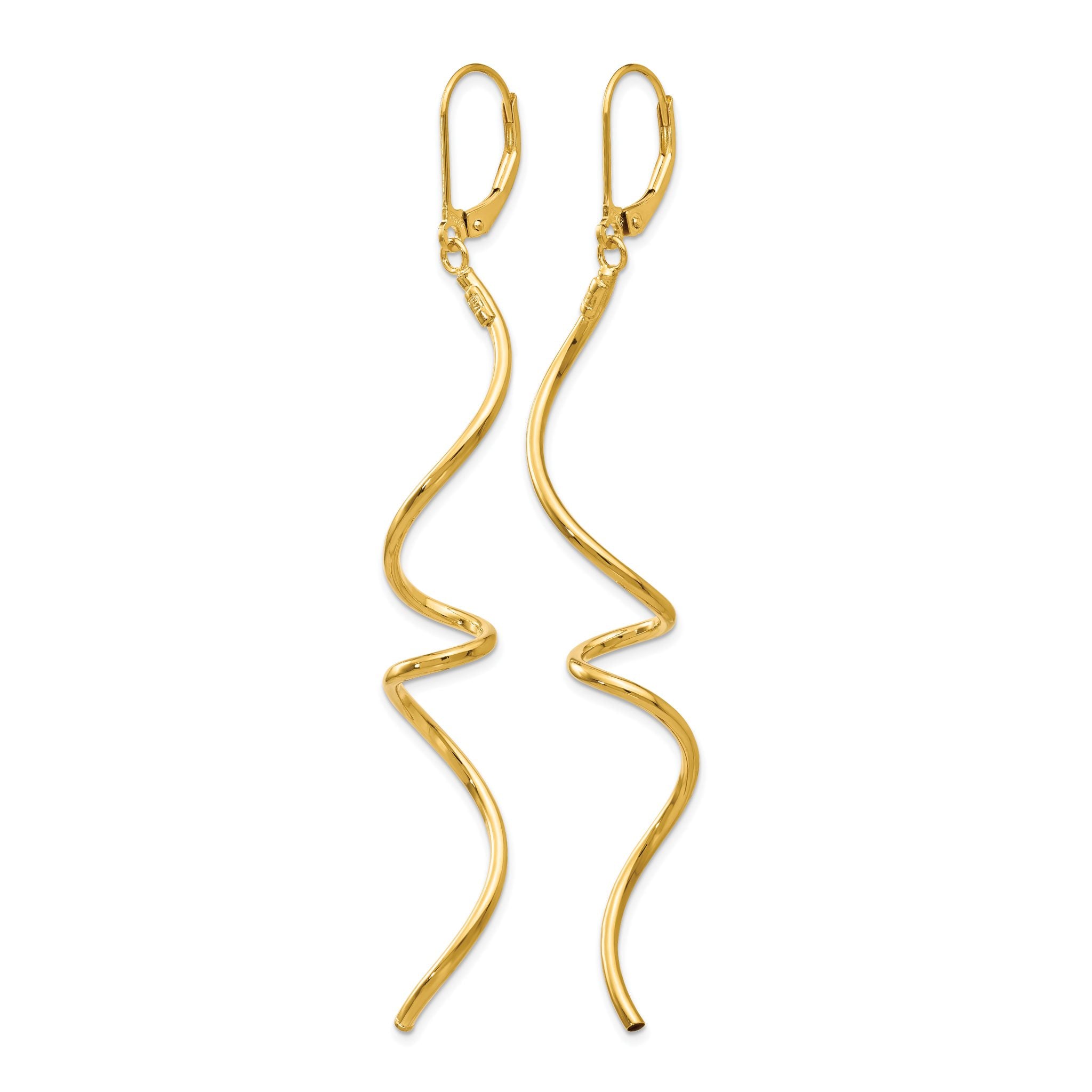 Twisted Leverback Earrings in 14K Yellow Gold, 76mm Secondary image