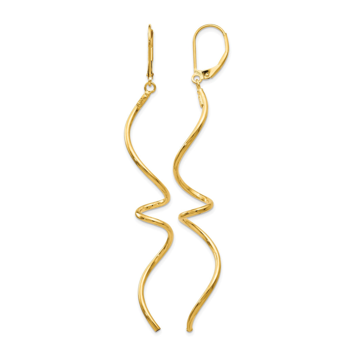 Twisted Leverback Earrings in 14K Yellow Gold, 76mm - Sophia Jewelers Main image