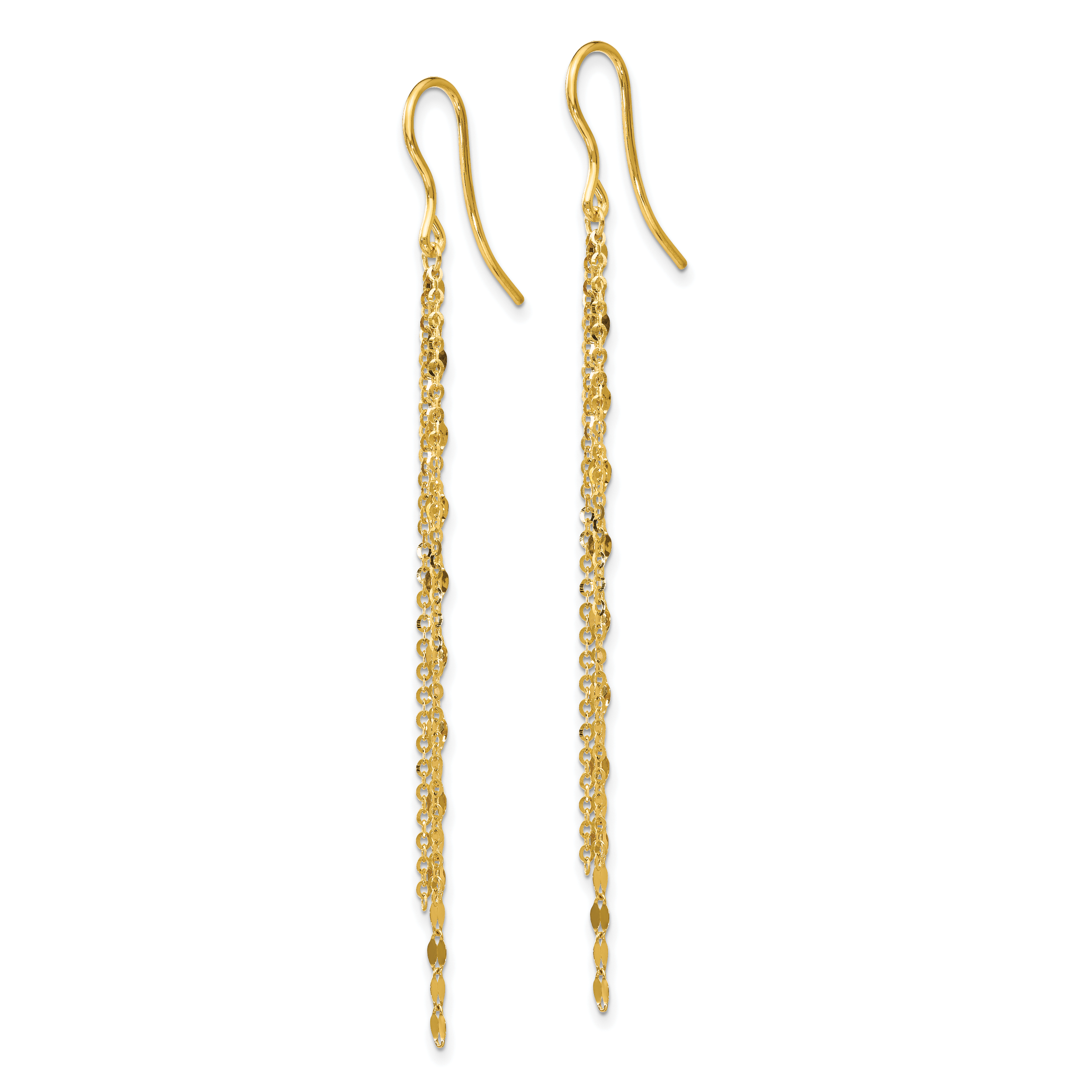 14K Polished Tassel Dangle Shephard Hook Earrings Secondary image