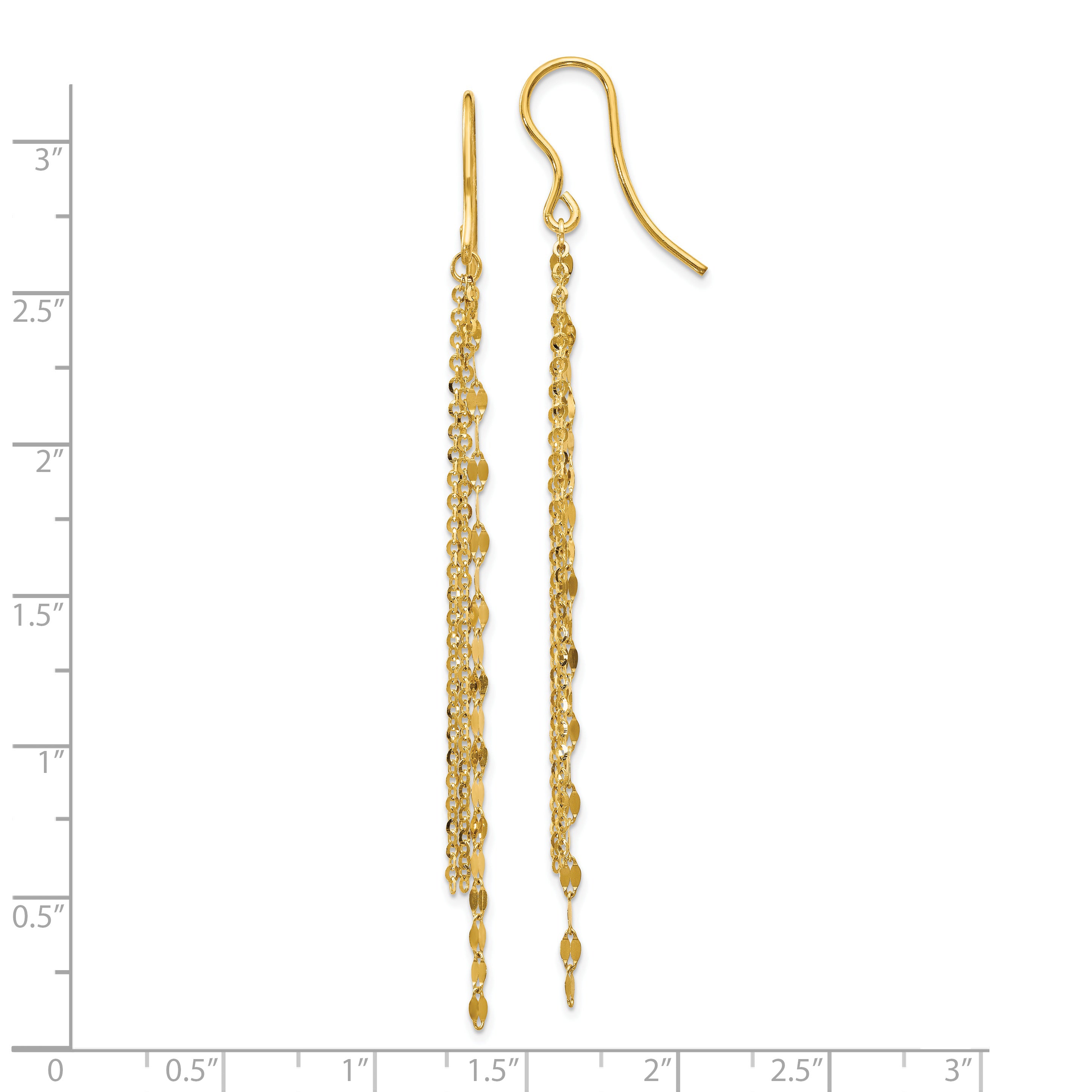 14K Polished Tassel Dangle Shephard Hook Earrings