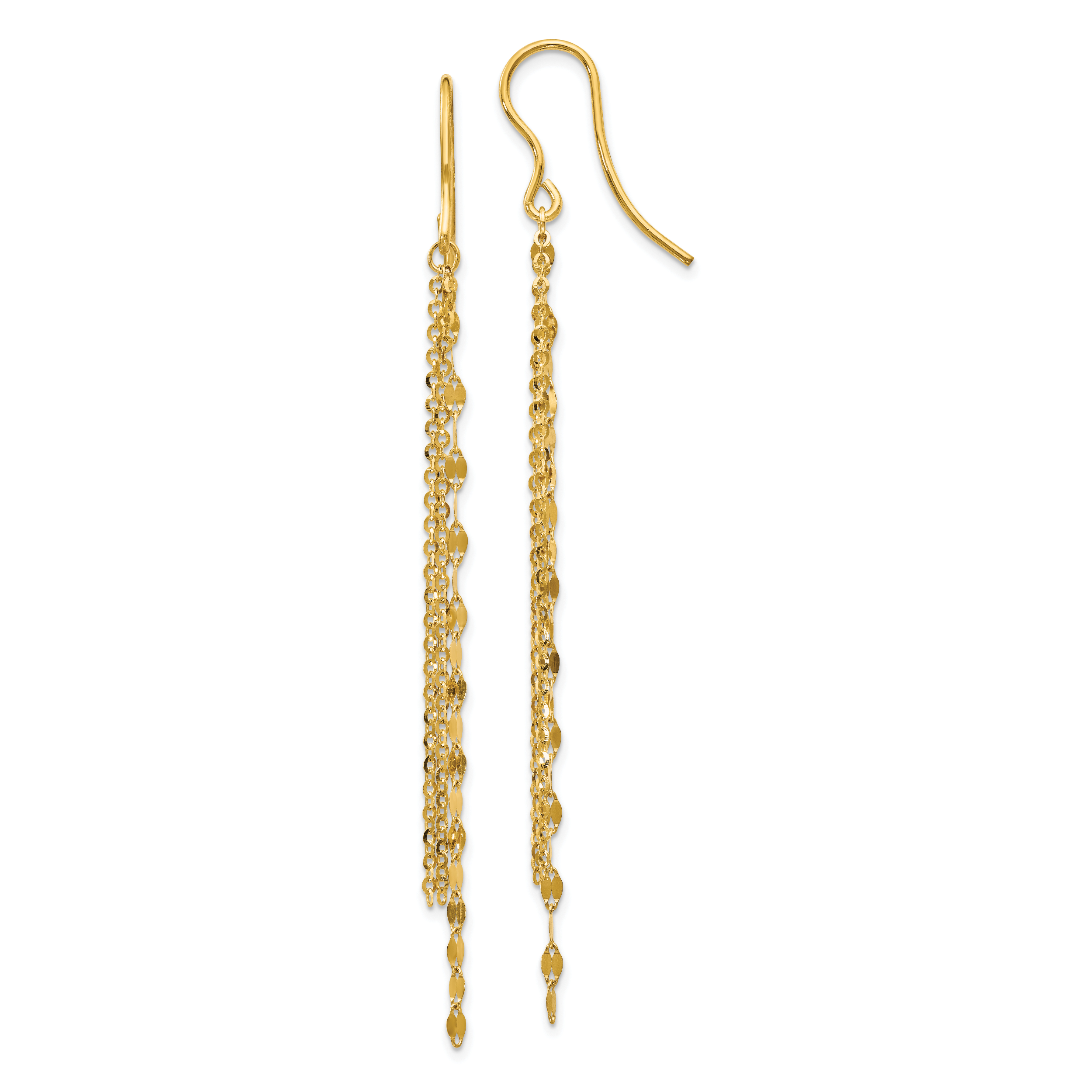 14K Polished Tassel Dangle Shephard Hook Earrings Main image