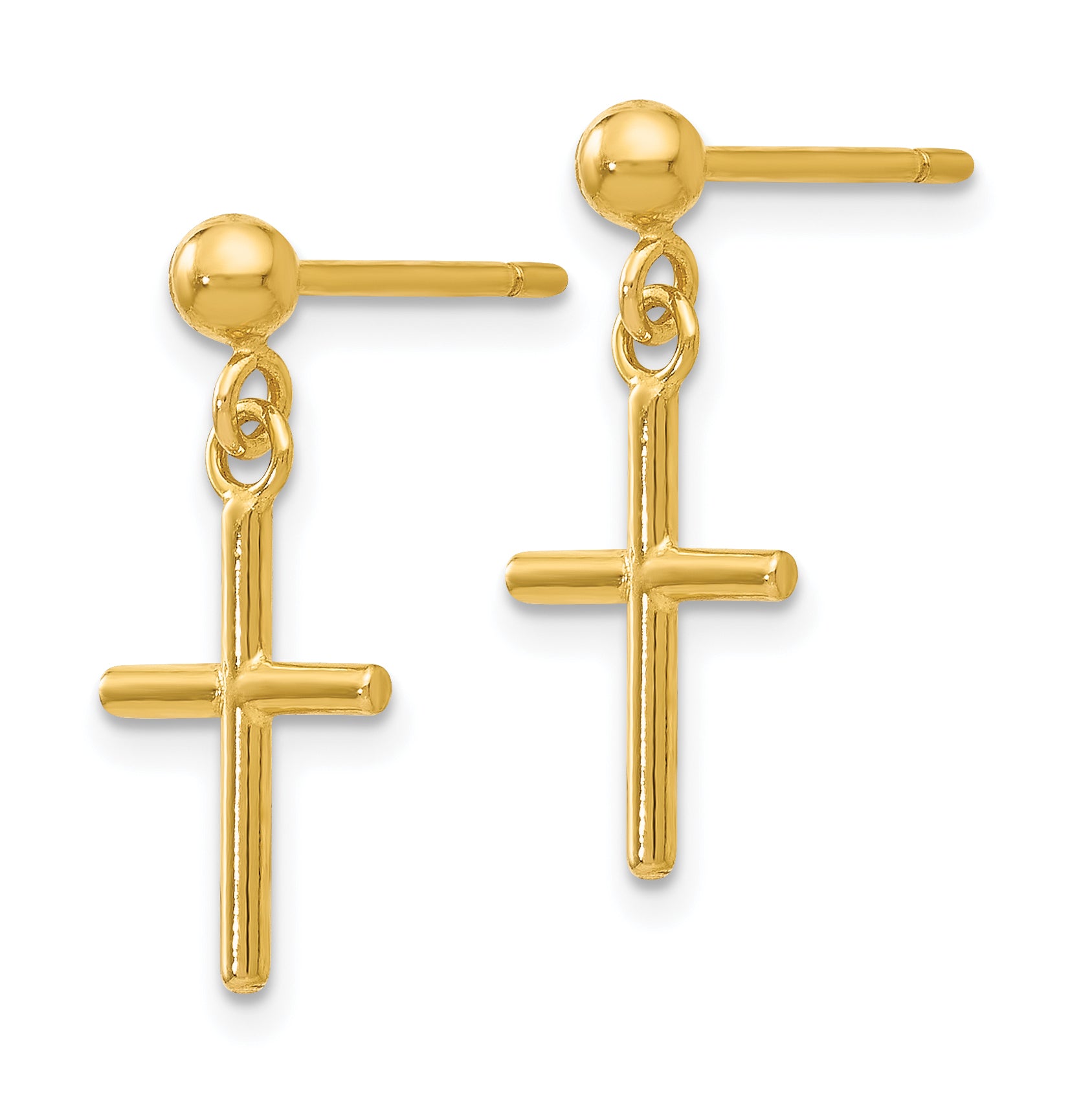 14K Polished Cross Post Drop Earrings Secondary image