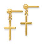 14K Polished Cross Post Drop Earrings