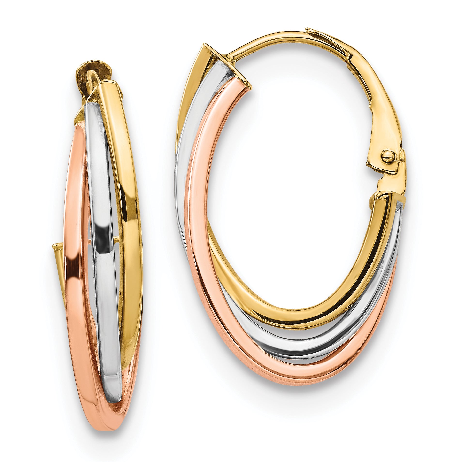 14K Tri-color Polished Hoop Earrings Main image