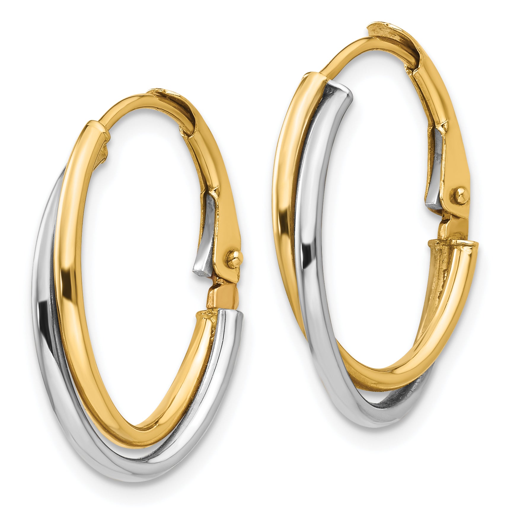 14K Two-tone Polished Hoop Earrings Secondary image