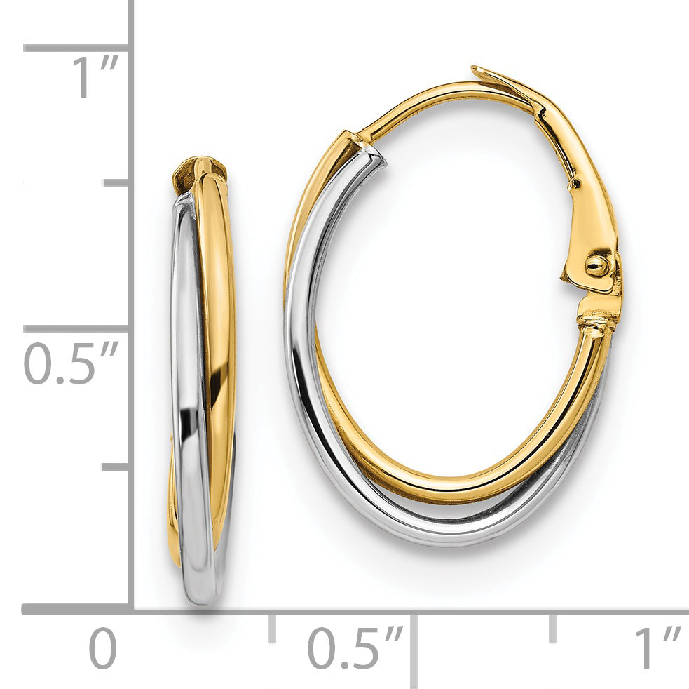 14K Two-tone Polished Hoop Earrings