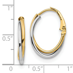 14K Two-tone Polished Hoop Earrings
