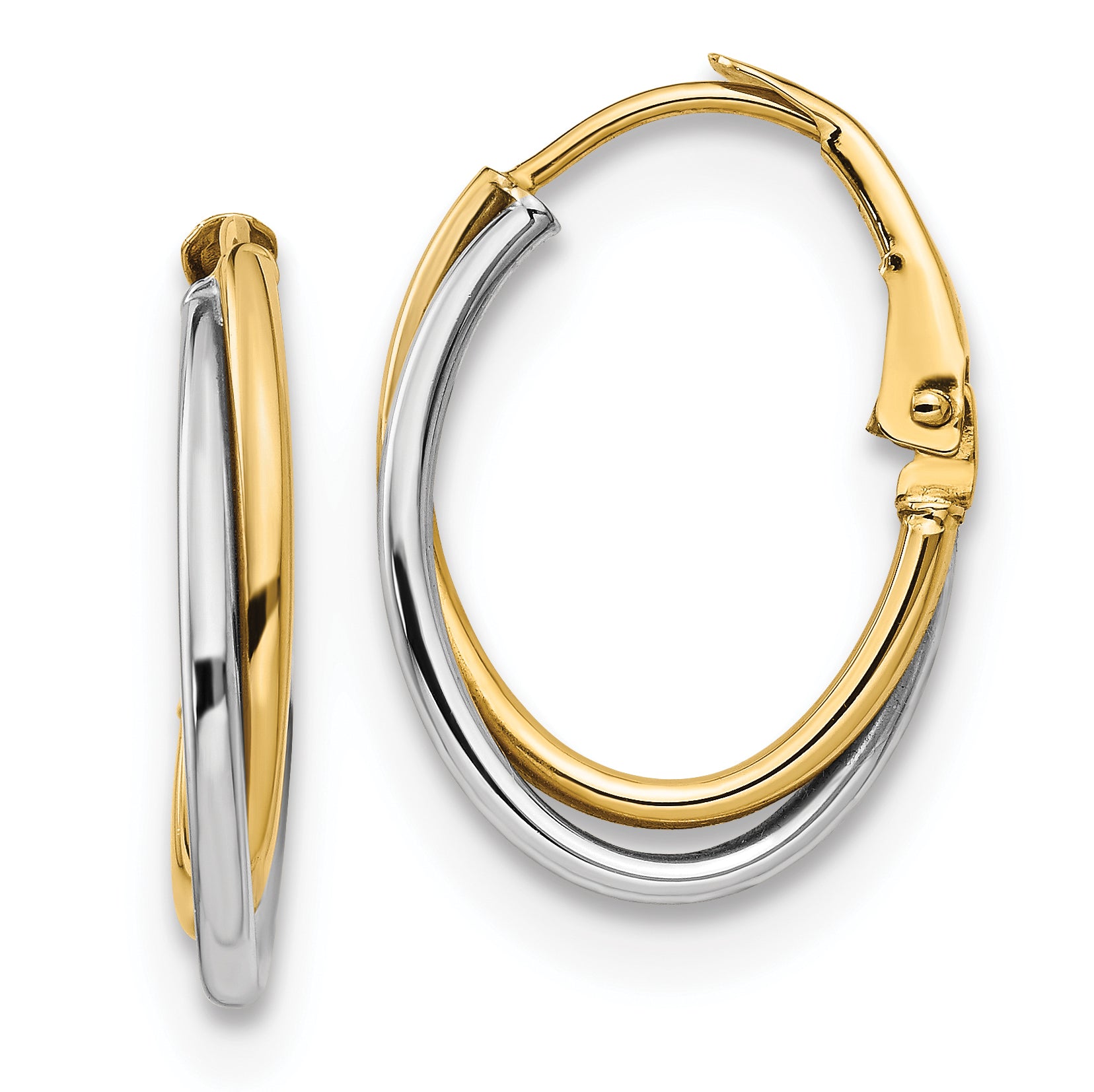 14K Two-tone Polished Hoop Earrings