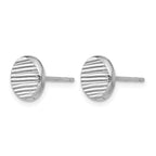 14K White Gold Polished and Textured Small Disc Post Earrings