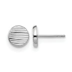 14K White Gold Polished and Textured Small Disc Post Earrings