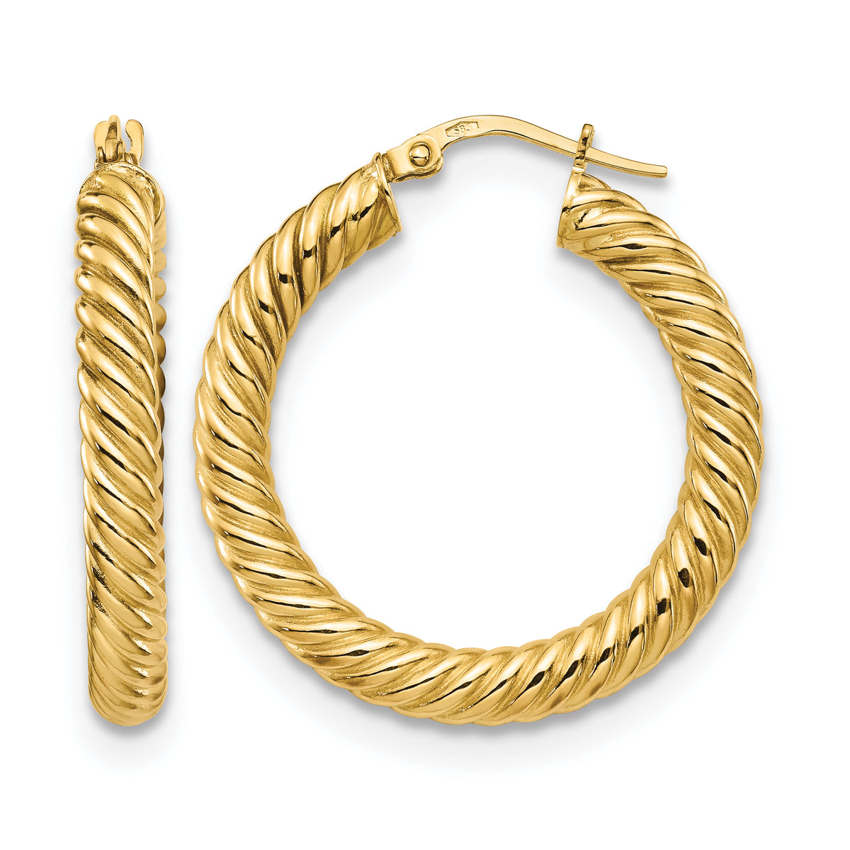 14K Polished Twisted Hoop Earrings