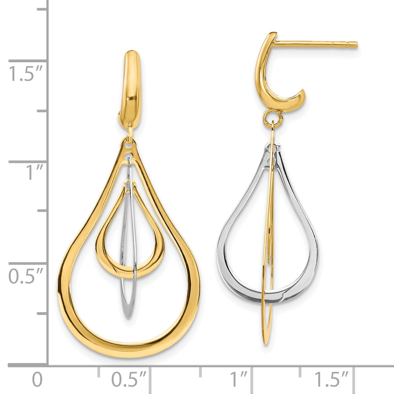 14K Two-tone Polished Post Dangle Earrings