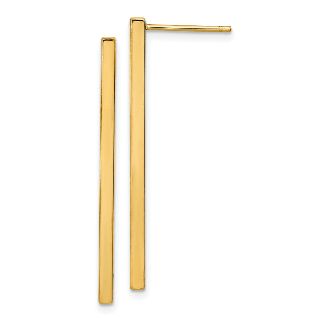 14K Polished Post Dangle Bar Earrings