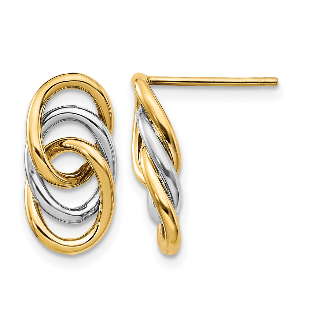 14K Two-tone Polished Circles Post Earrings