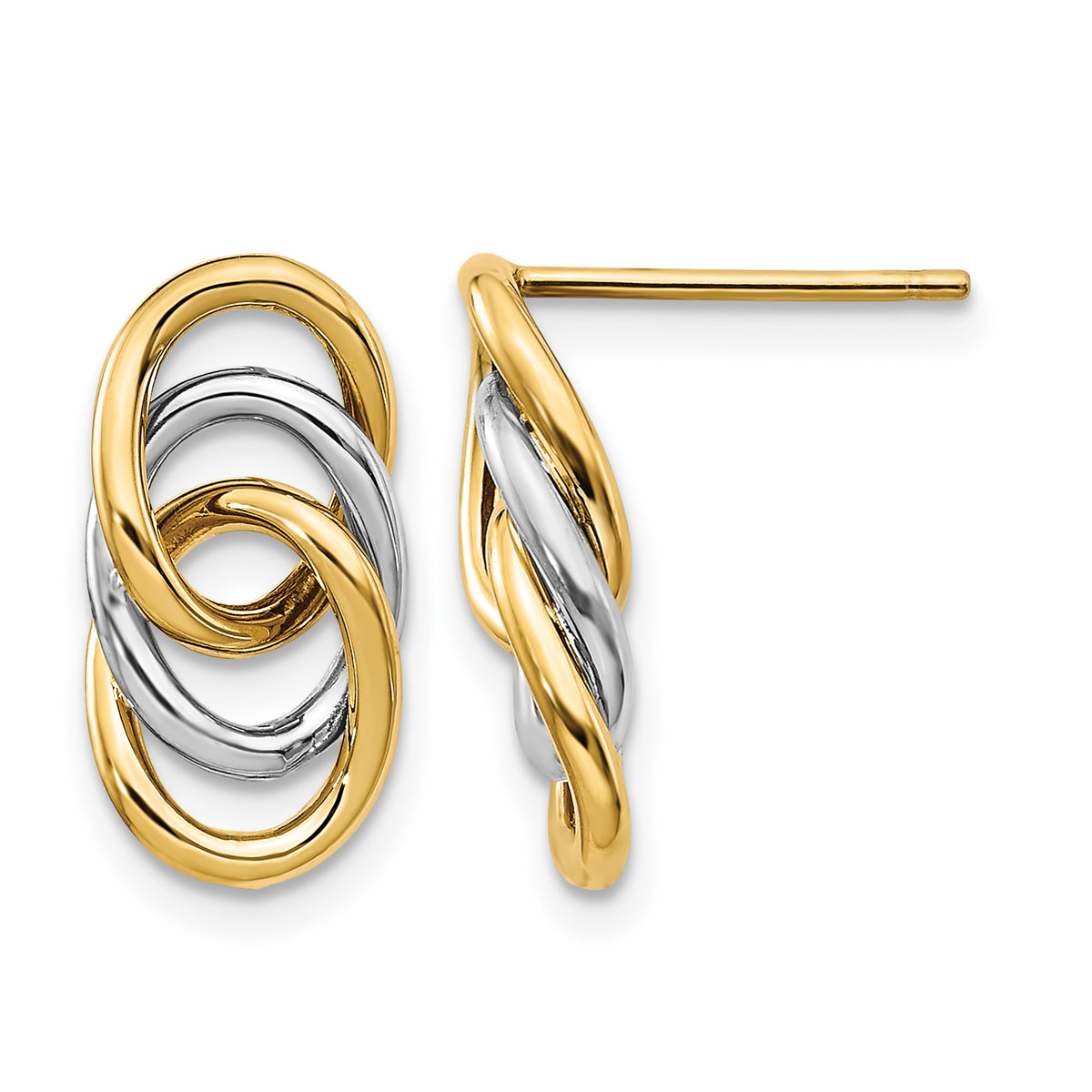 14K Two-tone Polished Circles Post Earrings