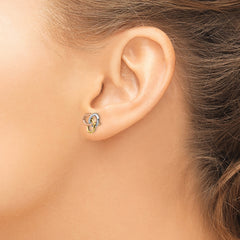 14K Tri-color Polished Rings Post Earrings