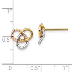 14K Tri-color Polished Rings Post Earrings
