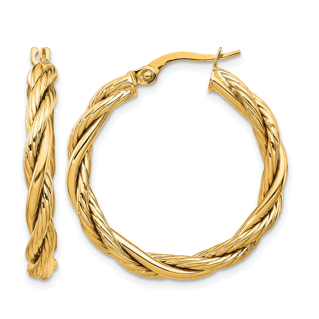 14K Polished Twisted Hoop Earrings