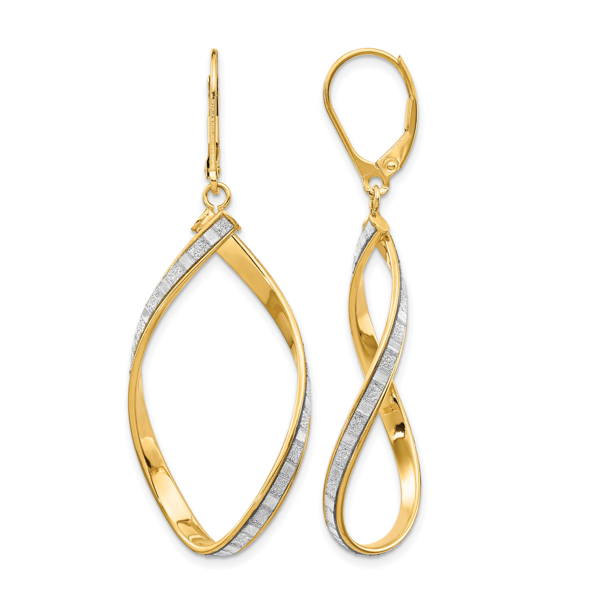 14K Glimmer Infused Twisted Leverback Earrings