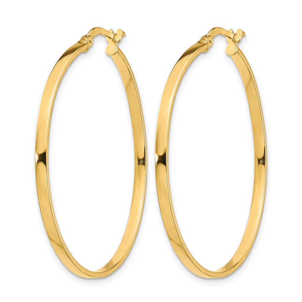 14K 2mm Polished Hoop Earrings