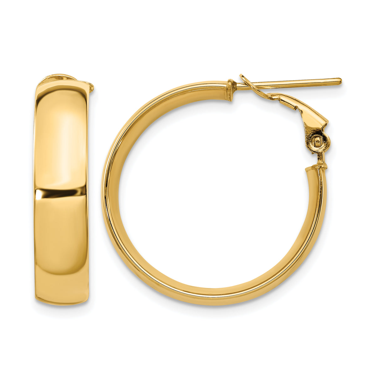 14K 6mm High Polished Omega Back Hoop Earrings