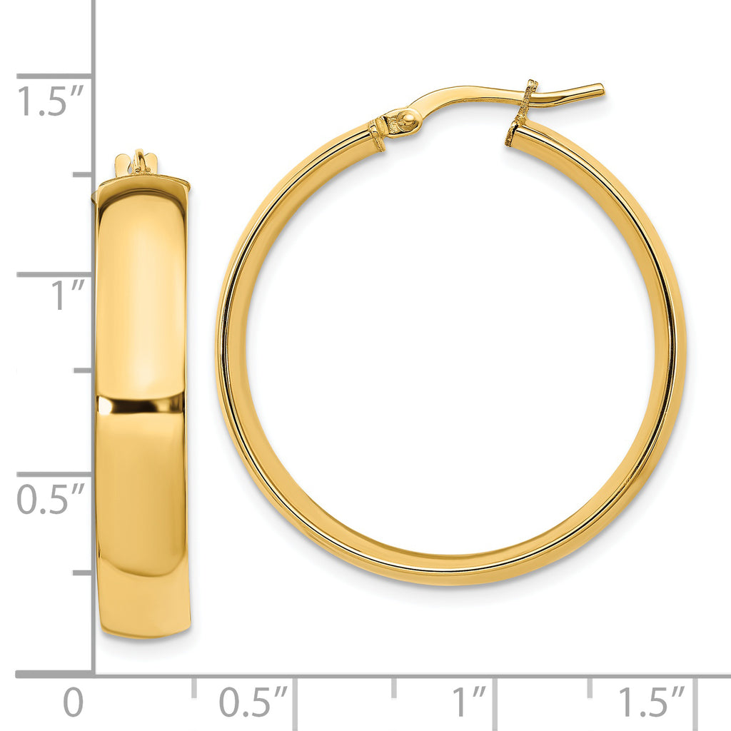 14K 6mm High Polished Hoop Earrings