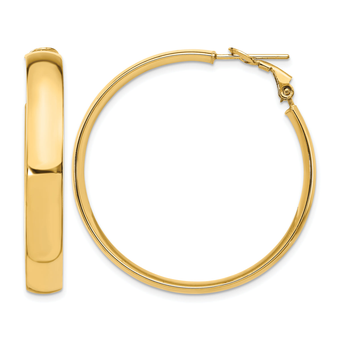 14K 6mm High Polished Omega Back Hoop Earrings Main image