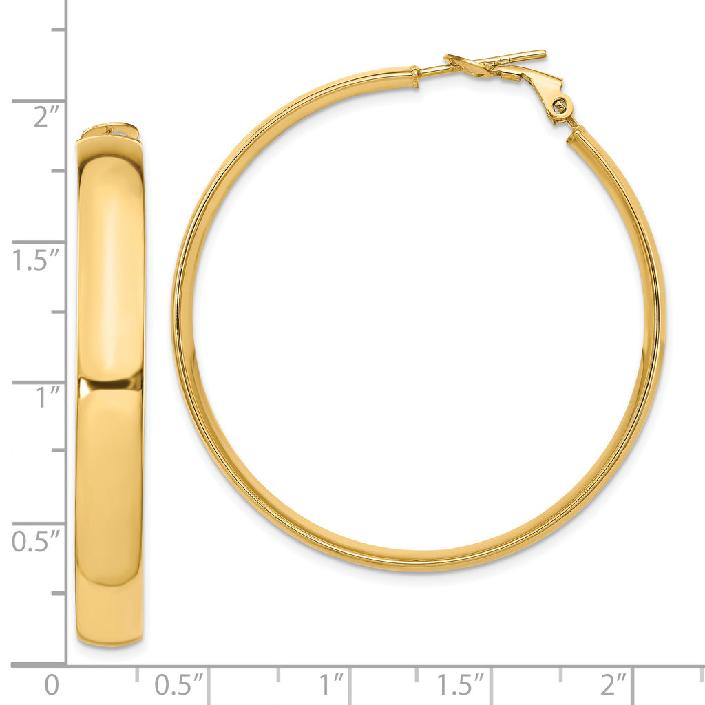 14K 6mm High Polished Omega Back Hoop Earrings