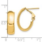 14K 6mm High Polished Oval Omega Hoop Earrings