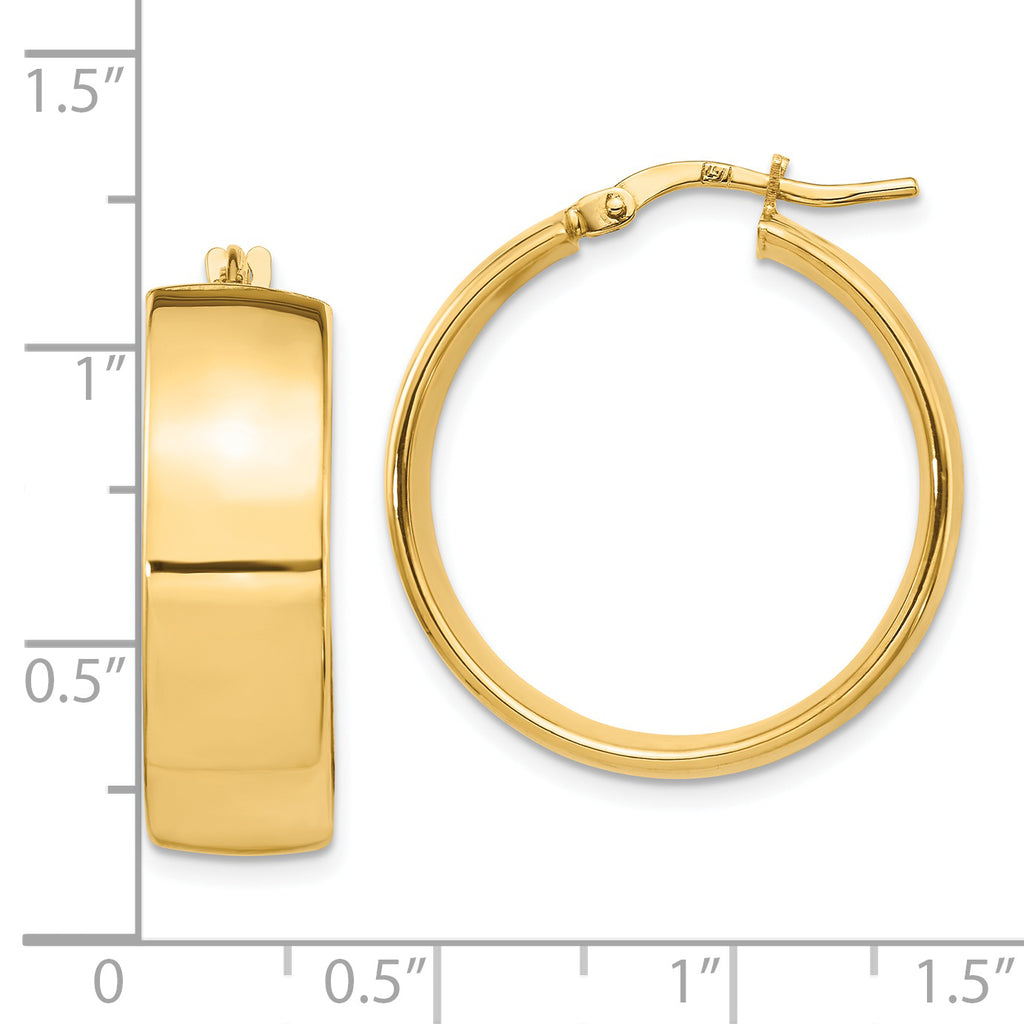 14K 8mm High Polished Hoop Earrings