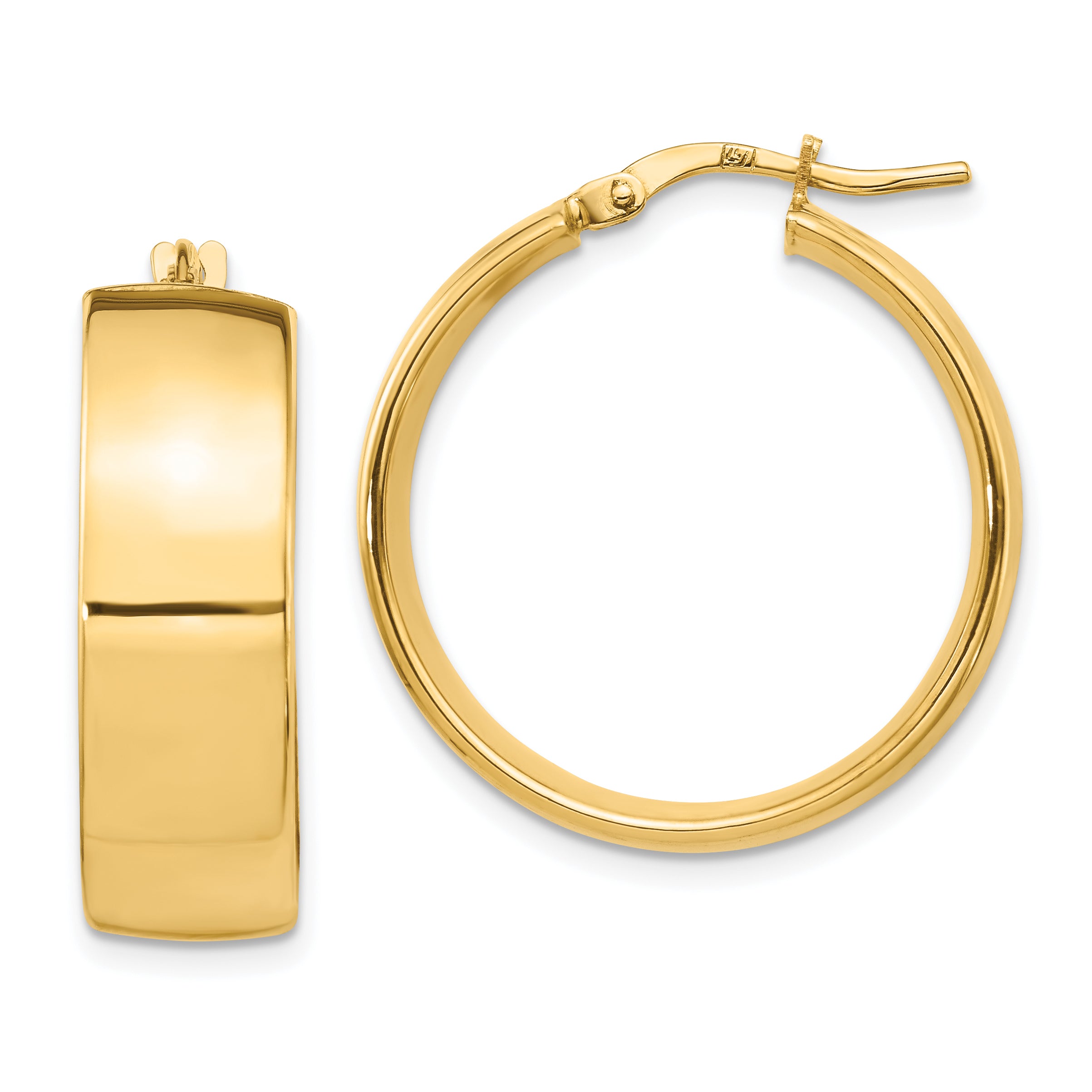 14K 8mm High Polished Hoop Earrings Main image