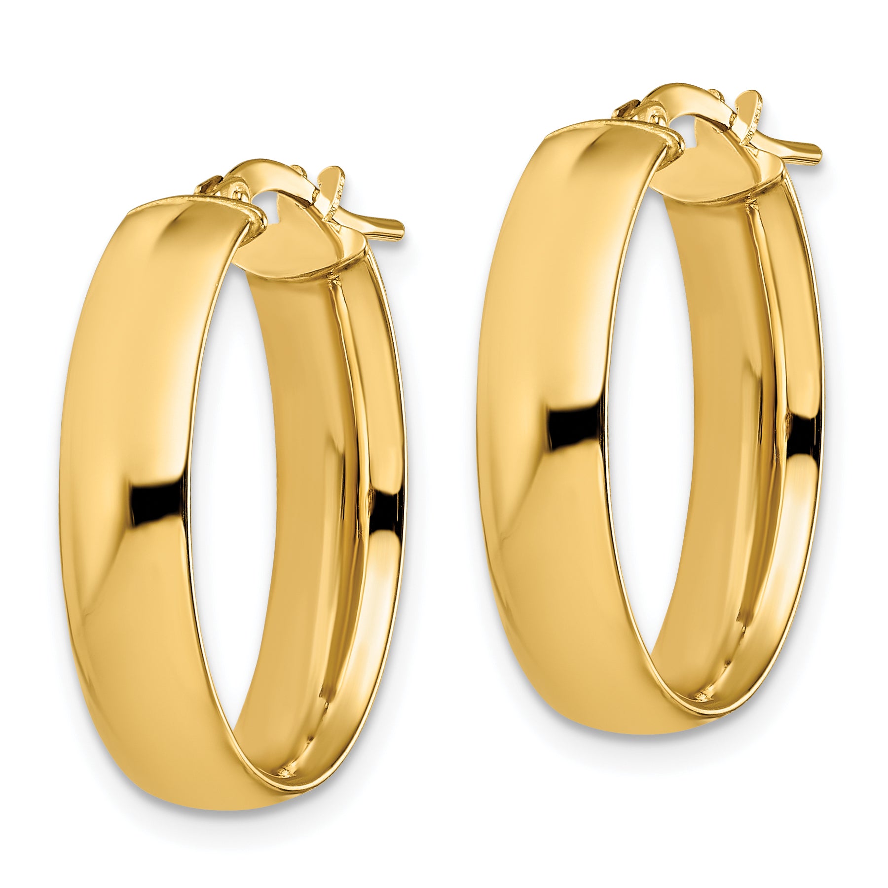 14K 6mm High Polished Oval Hoop Earrings