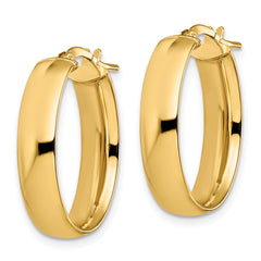 14K 6mm High Polished Oval Hoop Earrings