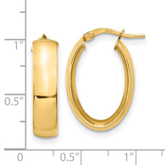14K 6mm High Polished Oval Hoop Earrings