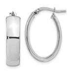 14k with White Rhodium Plating 6mm Polished Oval Hoop Earrings