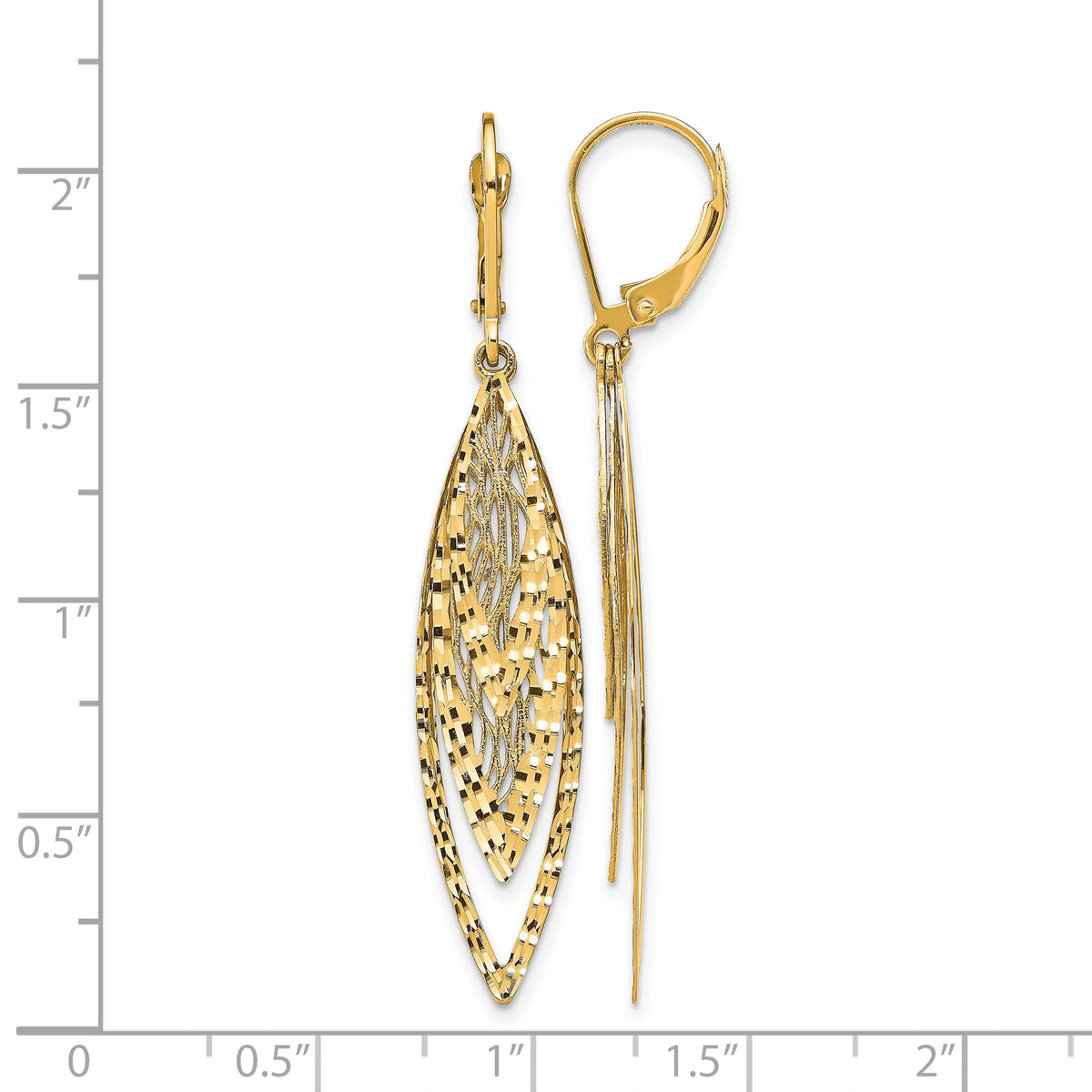 14k Polished D/C Leverback Earrings