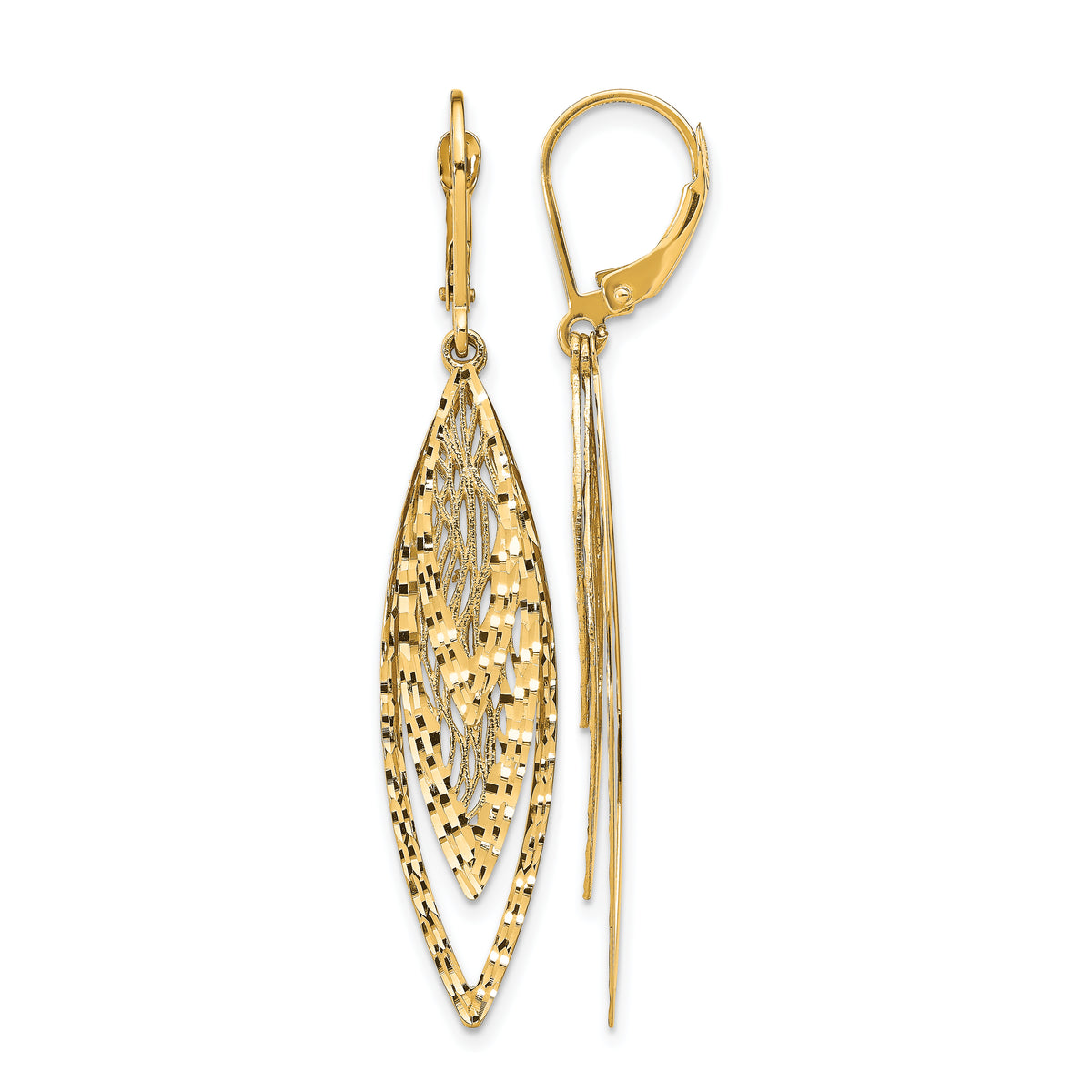 14k Polished D/C Leverback Earrings