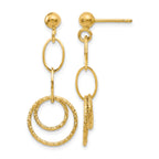14K Polished and Textured Post Dangle Earrings