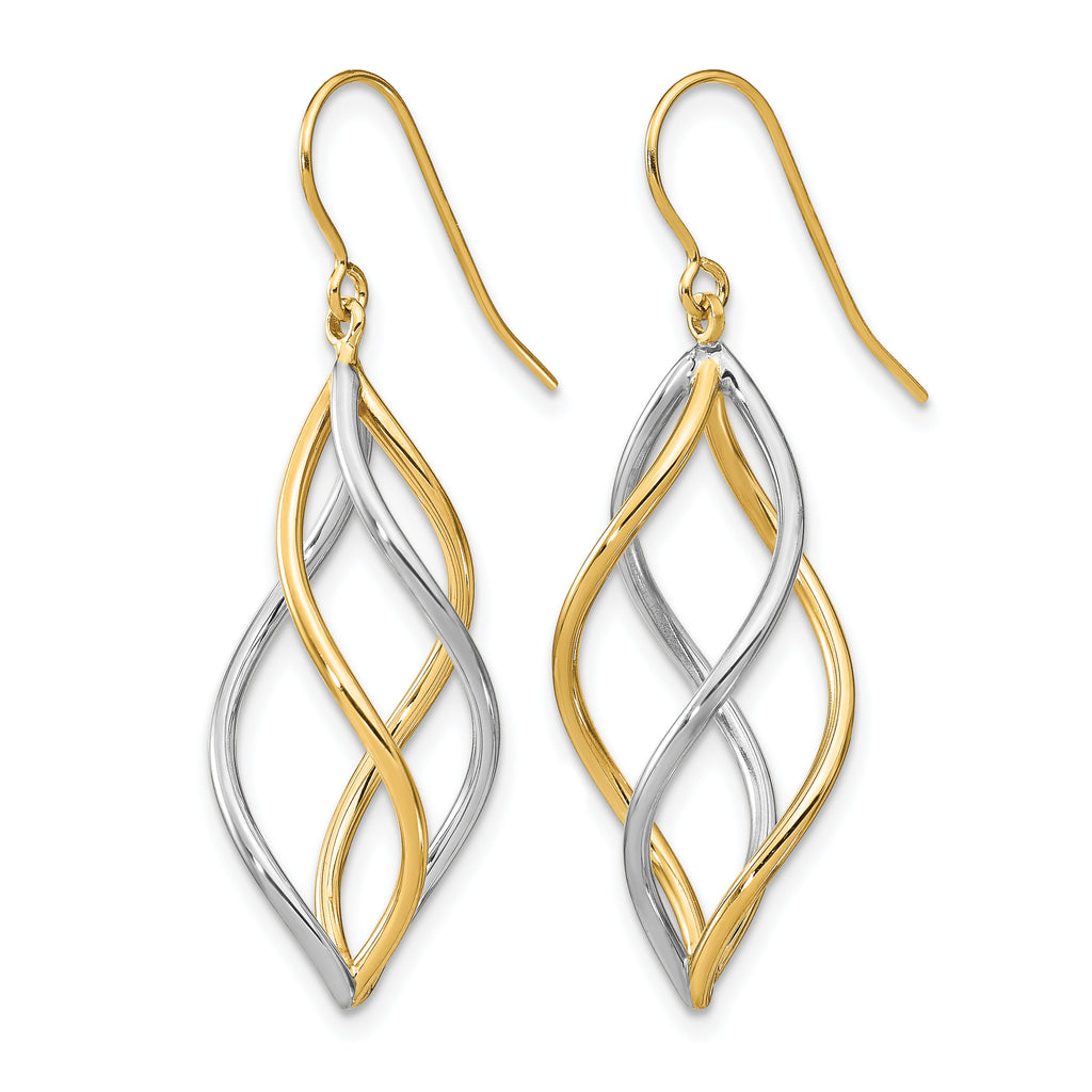 14k Two-tone Polished Dangle Earrings