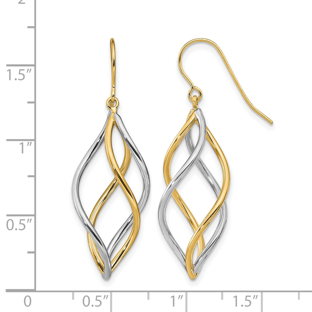 14k Two-tone Polished Dangle Earrings