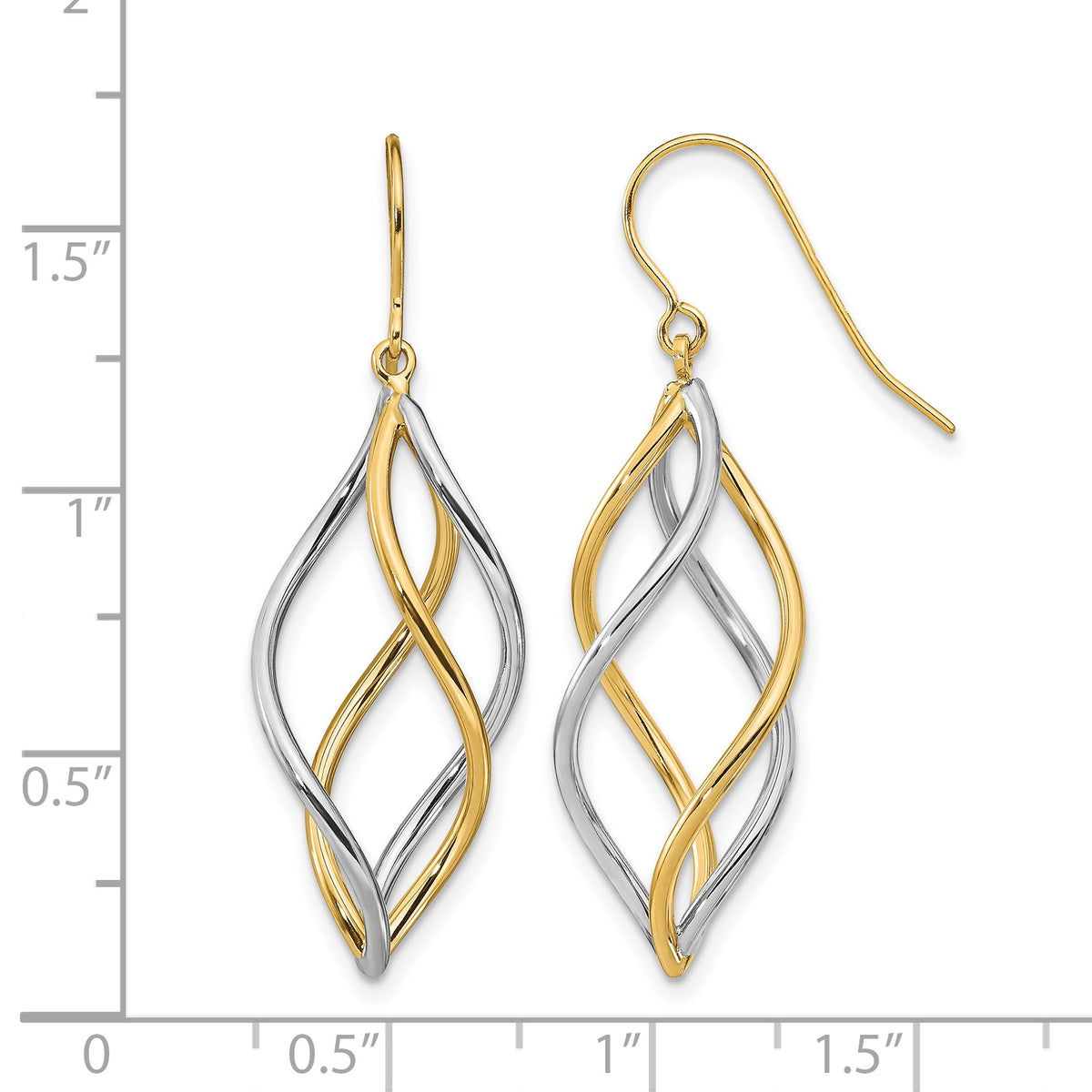 14k Two-tone Polished Dangle Earrings