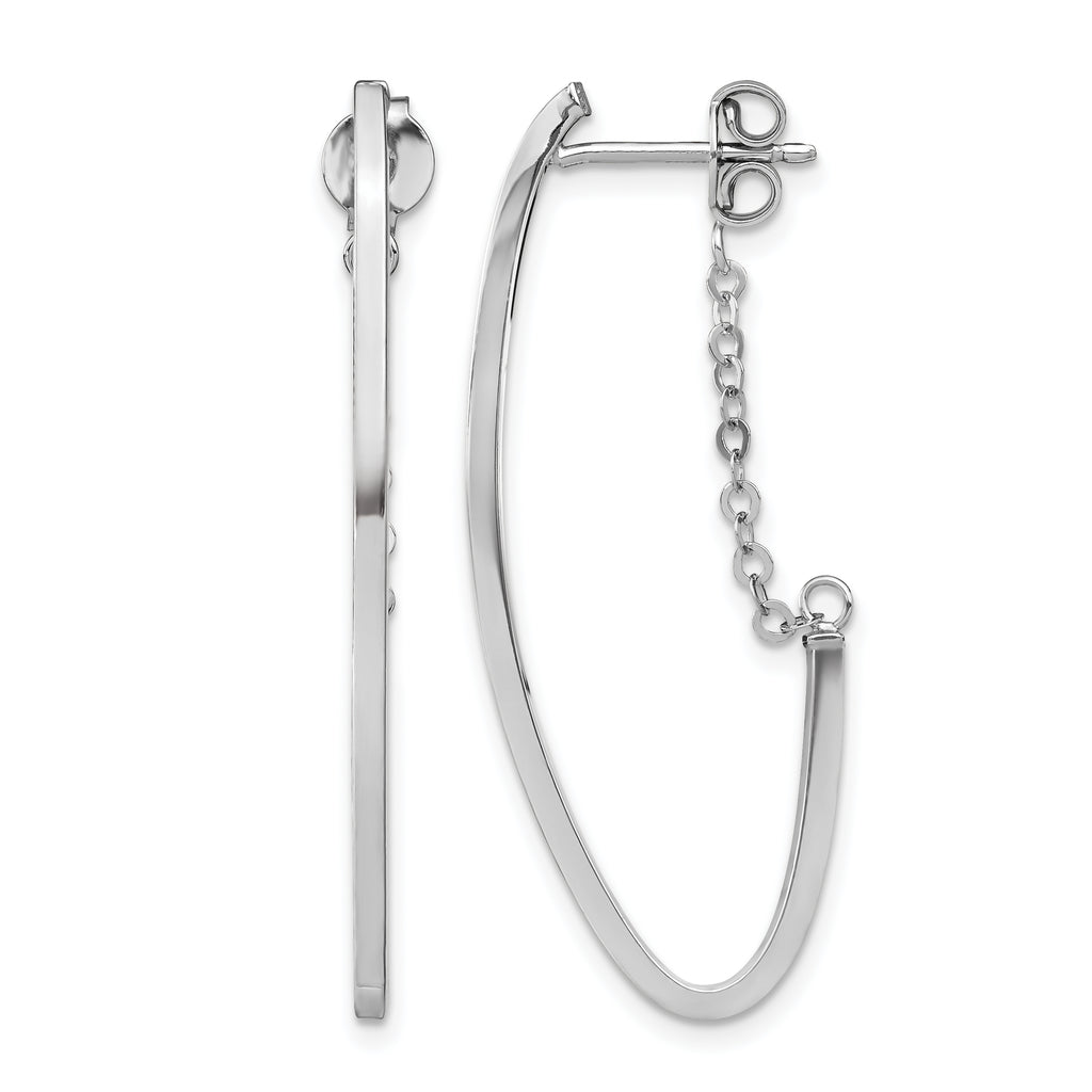 14k with Rhodium Plating Polished Hoop Earrings