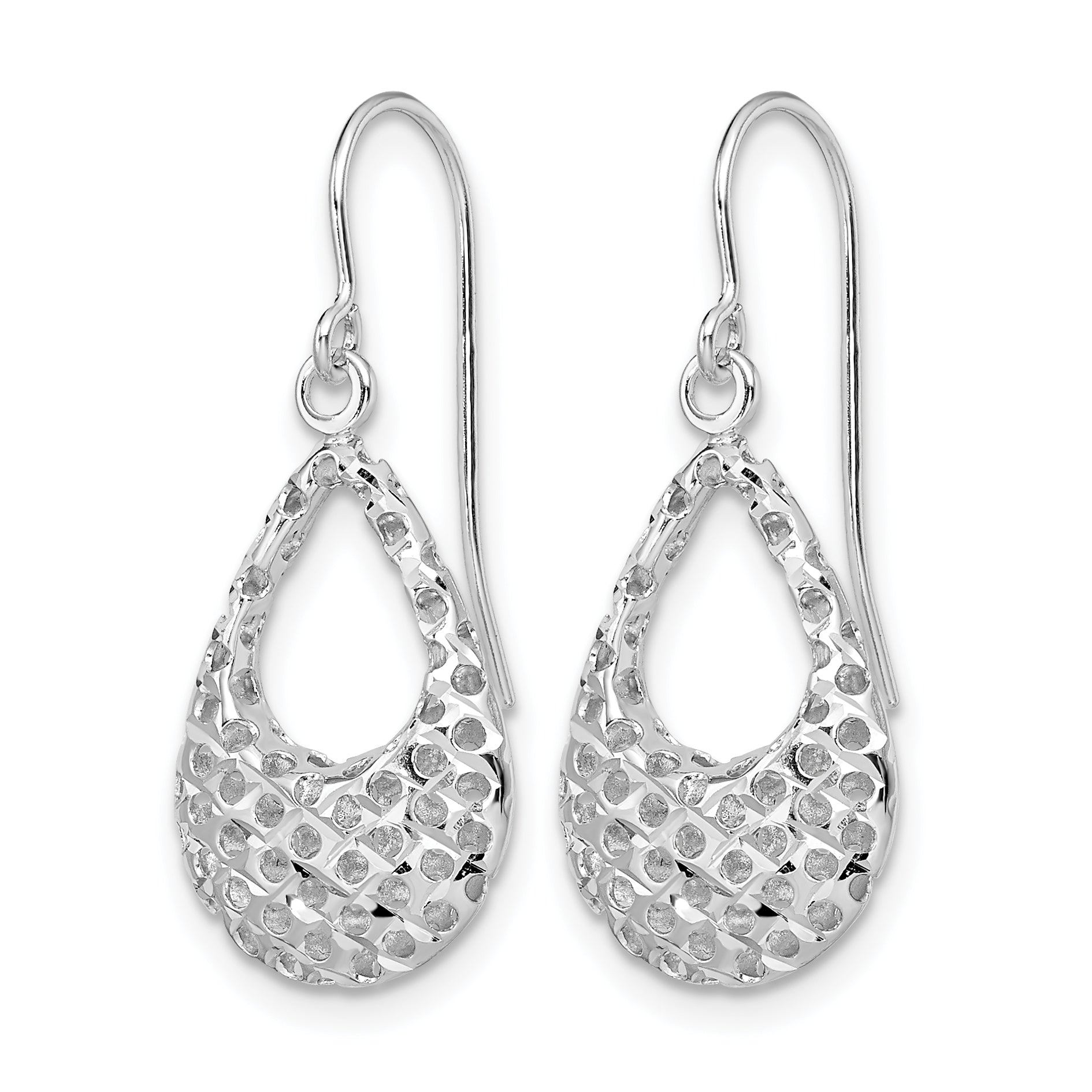 14K White Gold Shepherd Hook Earrings