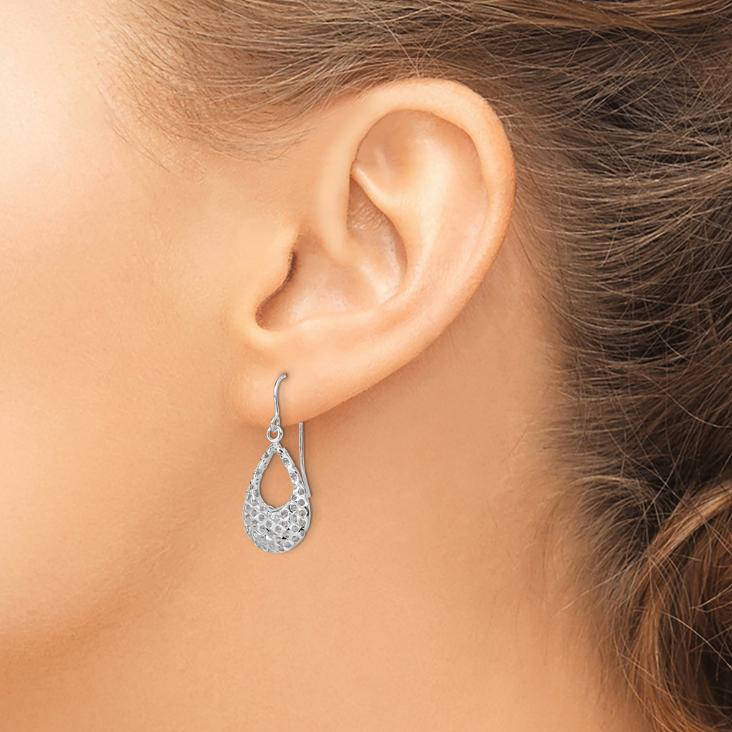 14K White Gold Shepherd Hook Earrings