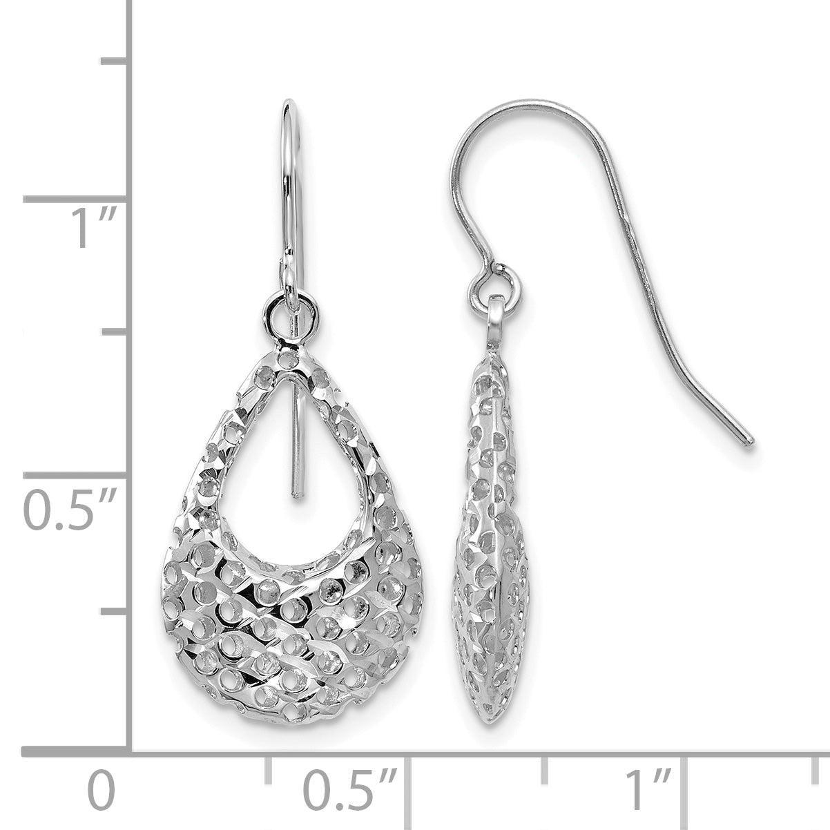 14K White Gold Shepherd Hook Earrings