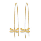 14k Polished Brushed Dragonfly Threader Earrings