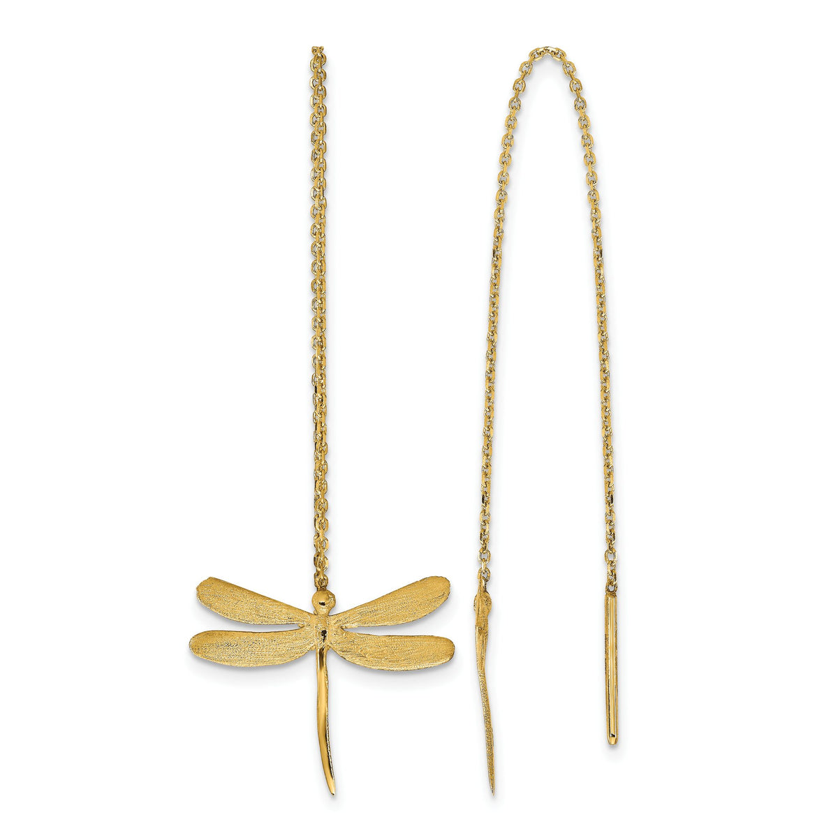 Dragonfly Threader Earrings in 14K Yellow Gold, Vintage Style - Sophia Jewelers Main image